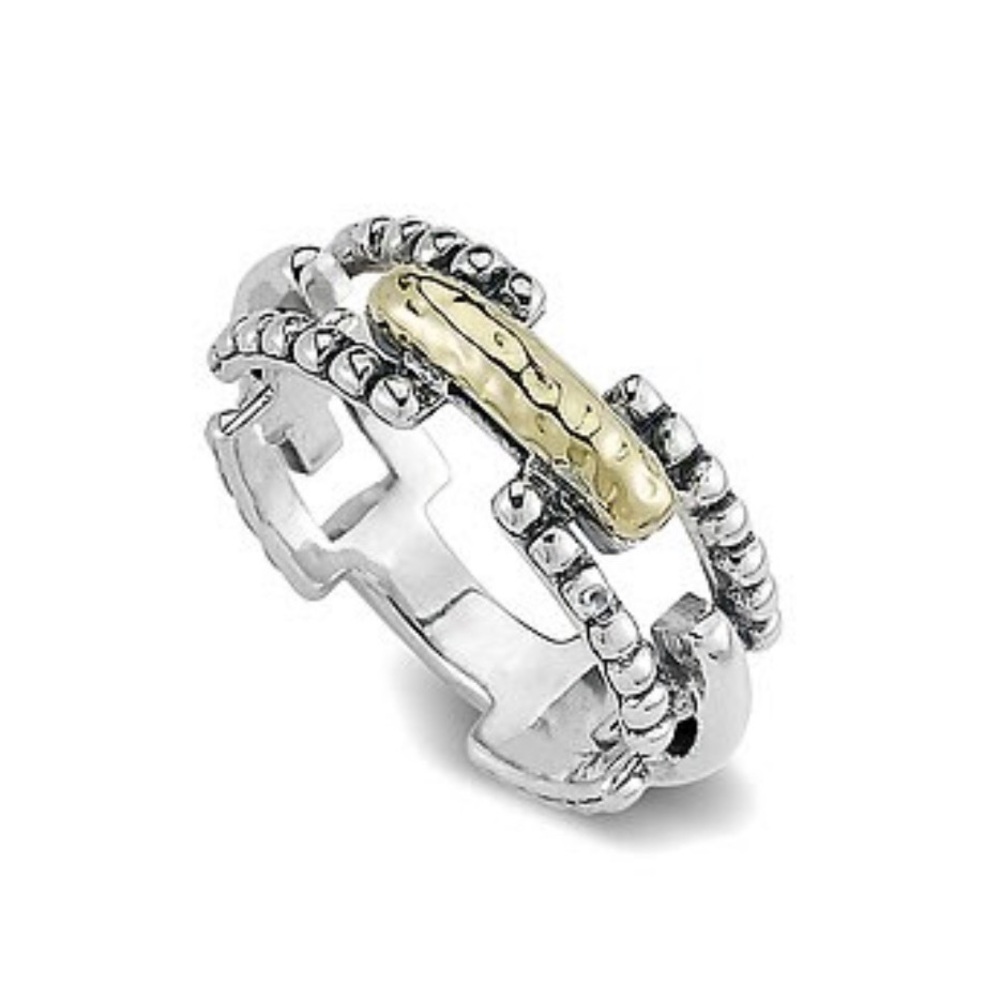 Samuel B. Sterling Silver & 18K Gold Ring Size 10 | Bali Designer - Picture 2 of 5
